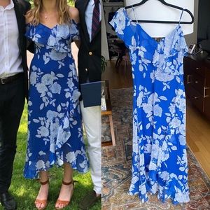 High-low spring floral midi dress